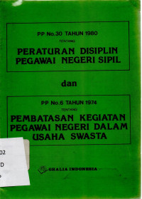 Image of Peraturan Disiplin Pegawai Negeri Sipil dan Pembatasan Kegiatan Pegawai Negeri dalam Usaha Swasta No 30